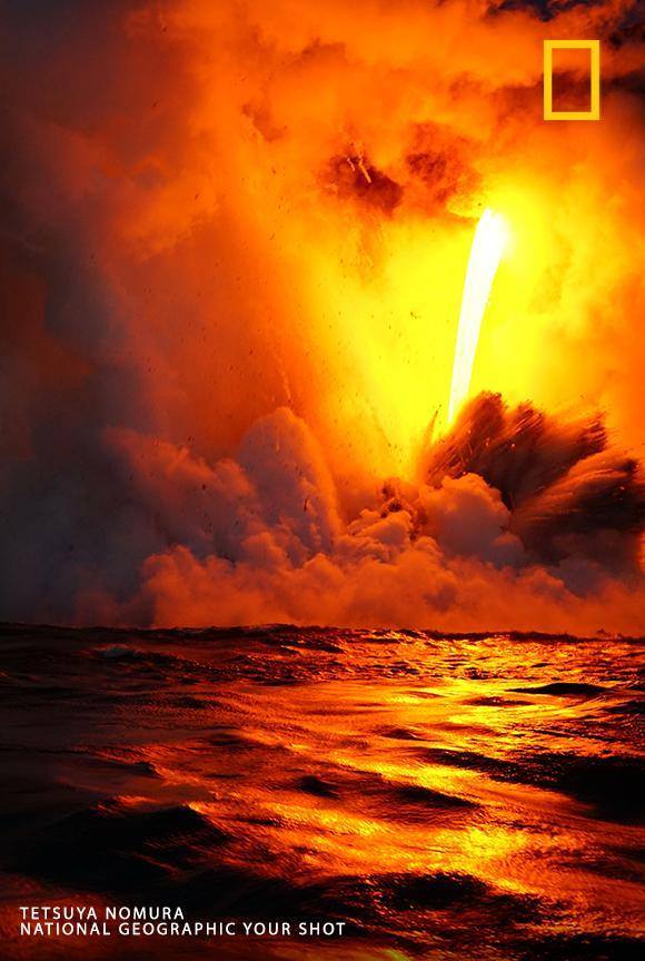 Lava falls into the sea in this scene captured by photographer Tetsuya Nomura in Hawaii. Check out more incredible photos from our Your Shot community: https://on.natgeo.com/2nIF2rU