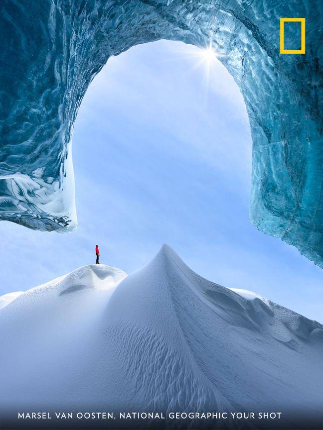 Reflecting on this sunny day inside an ice cave in the Vatnajökul glacier on Iceland, Your Shot photographer Marsel van Oosten writes, "Mother Nature’s architecture is hard to beat." https://on.natgeo.com/2FmrXh3