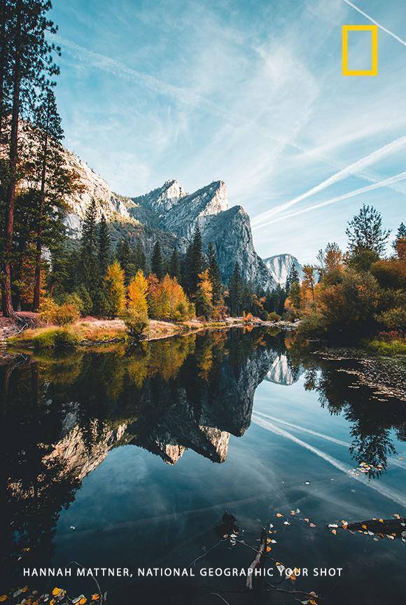 "Fall colors and the stillness of the water created the most tranquil and vibrant experience," writes Your Shot photographer Hannah Mattner of this morning scene captured along the Merced River in Yosemite Valley. https://on.natgeo.com/2ZoLbO7